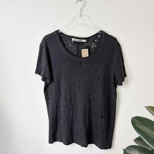 Michael Stars NWT $88 Ripped Textured Jersey Short Sleeve Crew Neck Back Seam OS